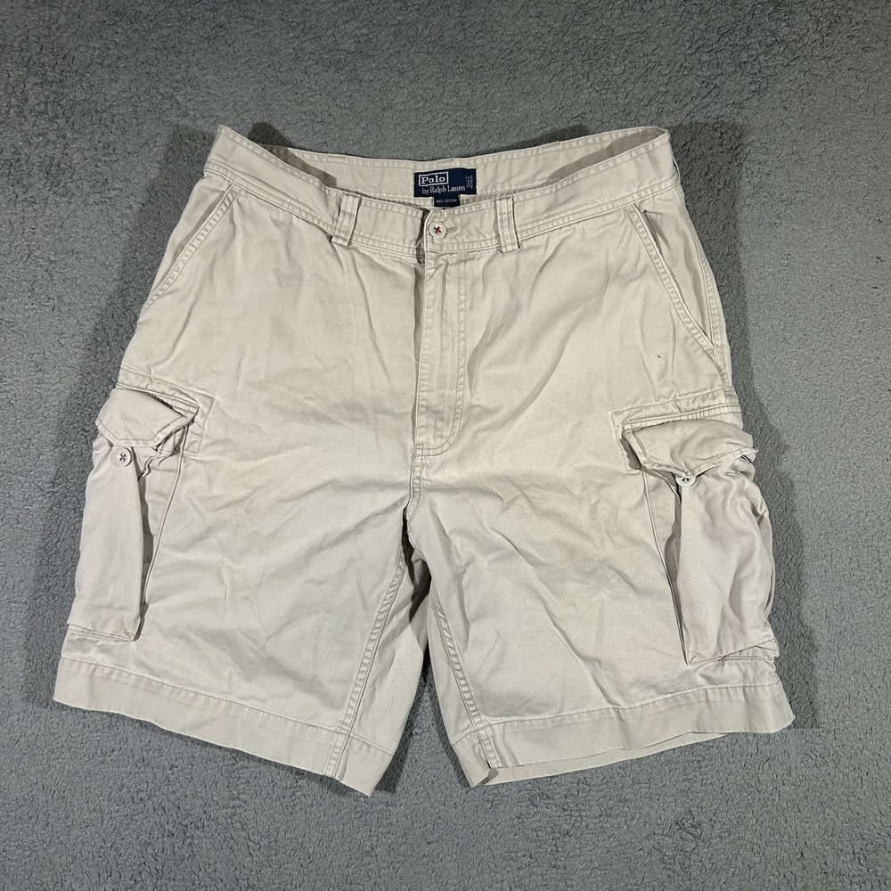 Vintage Polo Ralph Lauren Cargo Shorts Men's 36 Khaki Work Utility Y2K #3677